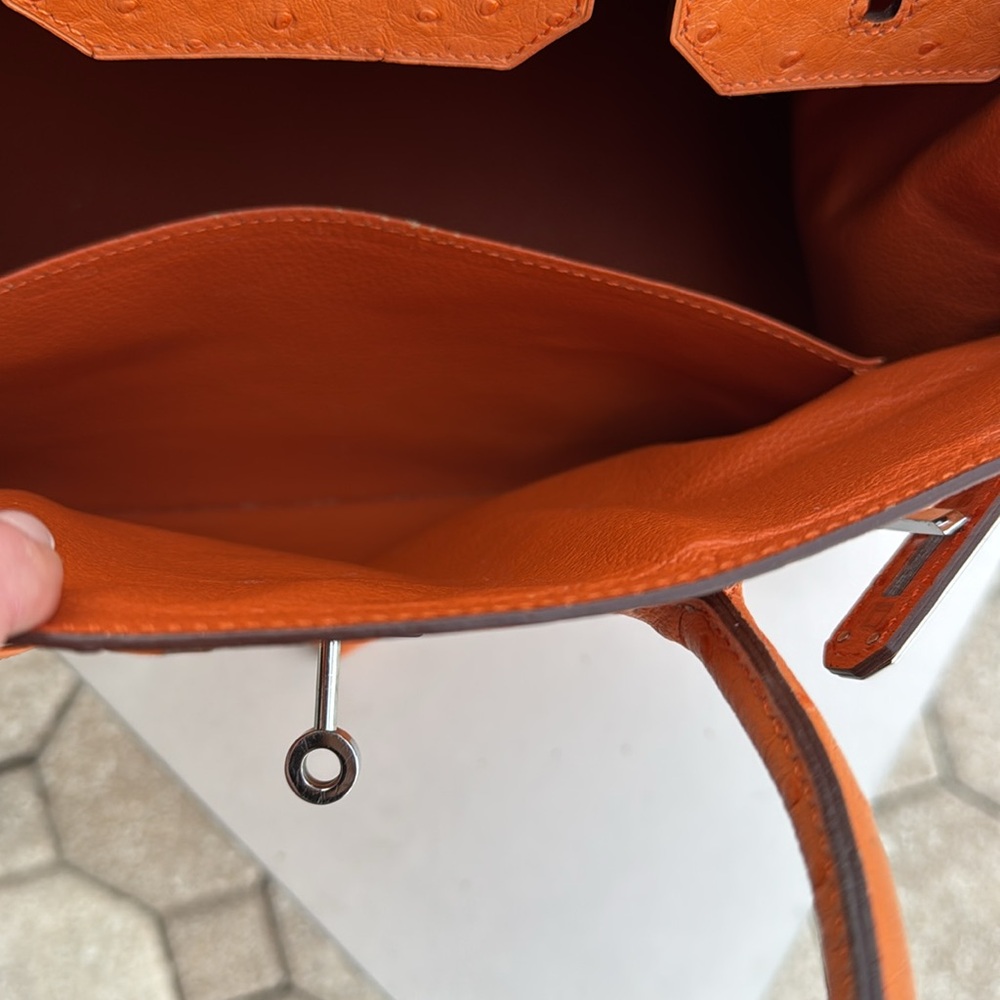 Hermes Tangerine Ostrich Birkin 35 Palladium Hardware, 2004 - Picture 4 of 12